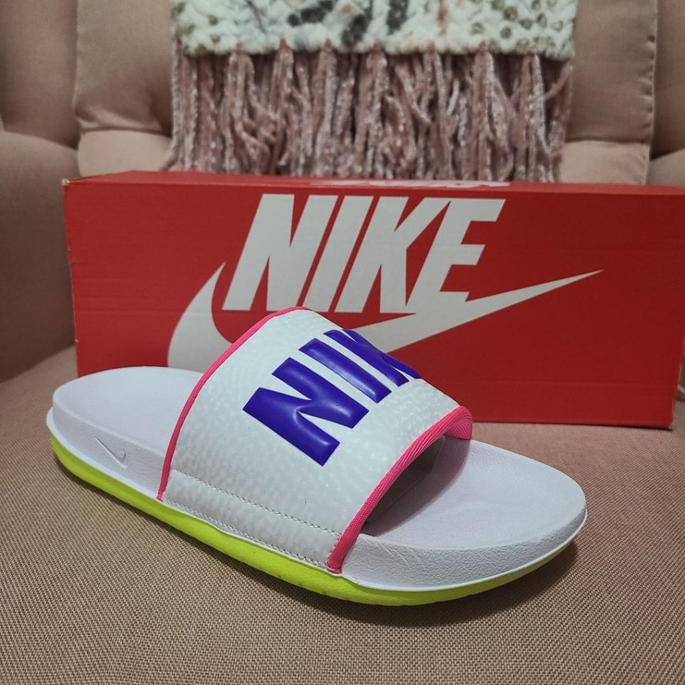 Womens Nike Offcourt Slides 6.5 NWT Box incld, White, Pink, Neon Green, Purple